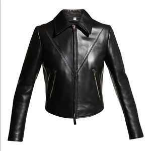 Burberry Leather Crop Jacket Size 4 Black Lambskin